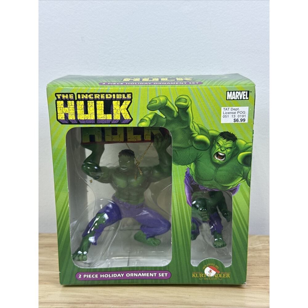 Kurt Adler The Incredible Hulk Marvel 2 Piece Xmas Holiday Ornament Set 2003